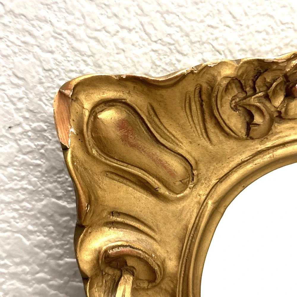 Antique Carved Wood Regency Rococo Style Gold Wall‎ Mirror 23 x 32